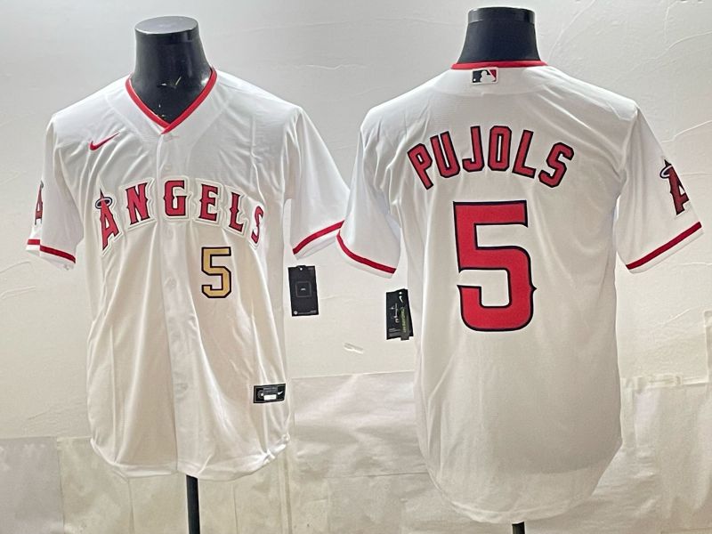 2026 Men Nike Los Angeles Angels #5 Pujols White Game MLB Jersey 03->los angeles angels->MLB Jersey